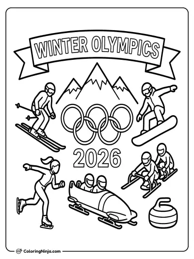 Winter Olympics 2026 Coloring Page