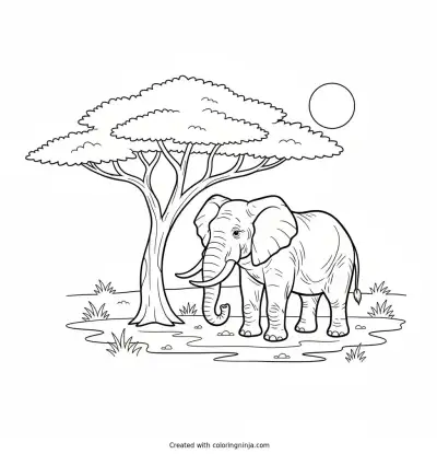 Gentle Giant On Savanna Coloring Page