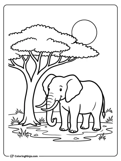 Gentle Giant On Savanna Coloring Page