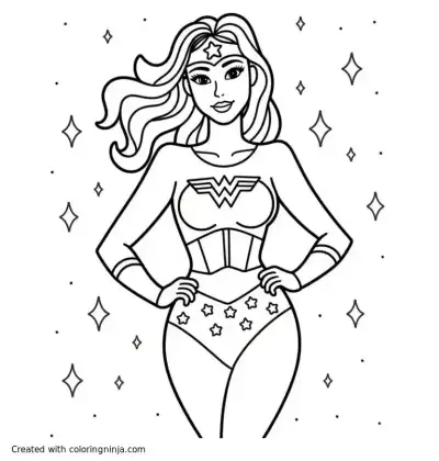A coloring page of wonder woman