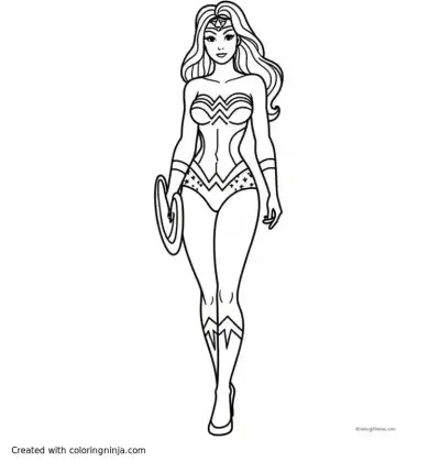 A coloring page of Wonder woman