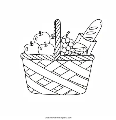 A Basket Full of Goodies Coloring Page
