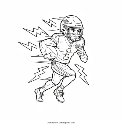 Xavier Worthy Cartoon Lightning Dash Coloring Page