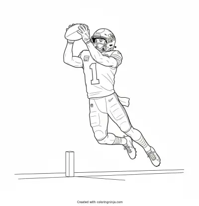 Xavier Worthy Touchdown Leap Coloring Page