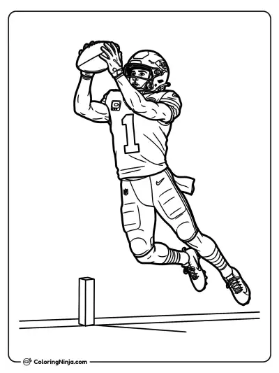 Xavier Worthy Touchdown Leap Coloring Page