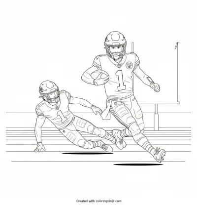 Xavier Worthy Dodging a Defender Coloring Page