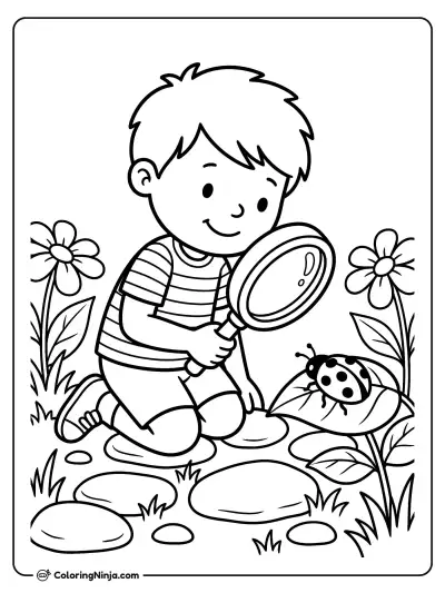 Little Backyard Bug Explorer Coloring Page