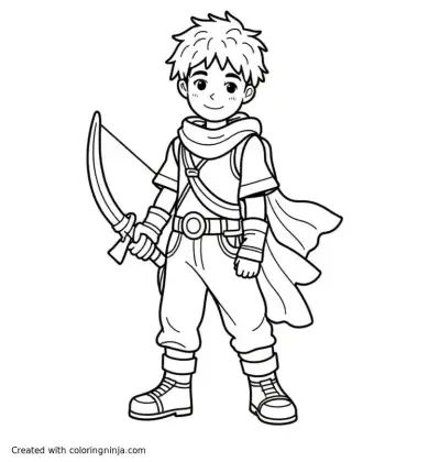 A coloring page of Young boy ranger dnd