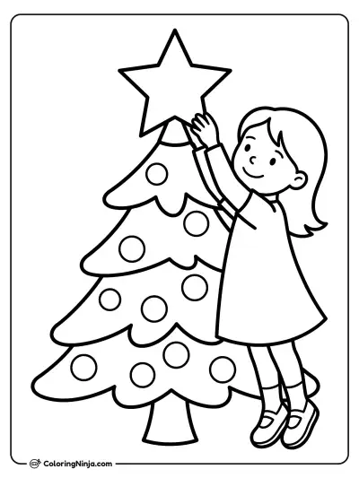 Placing the Star on Top Coloring Page
