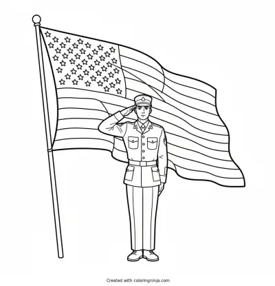 Salute to the Flag Coloring Page
