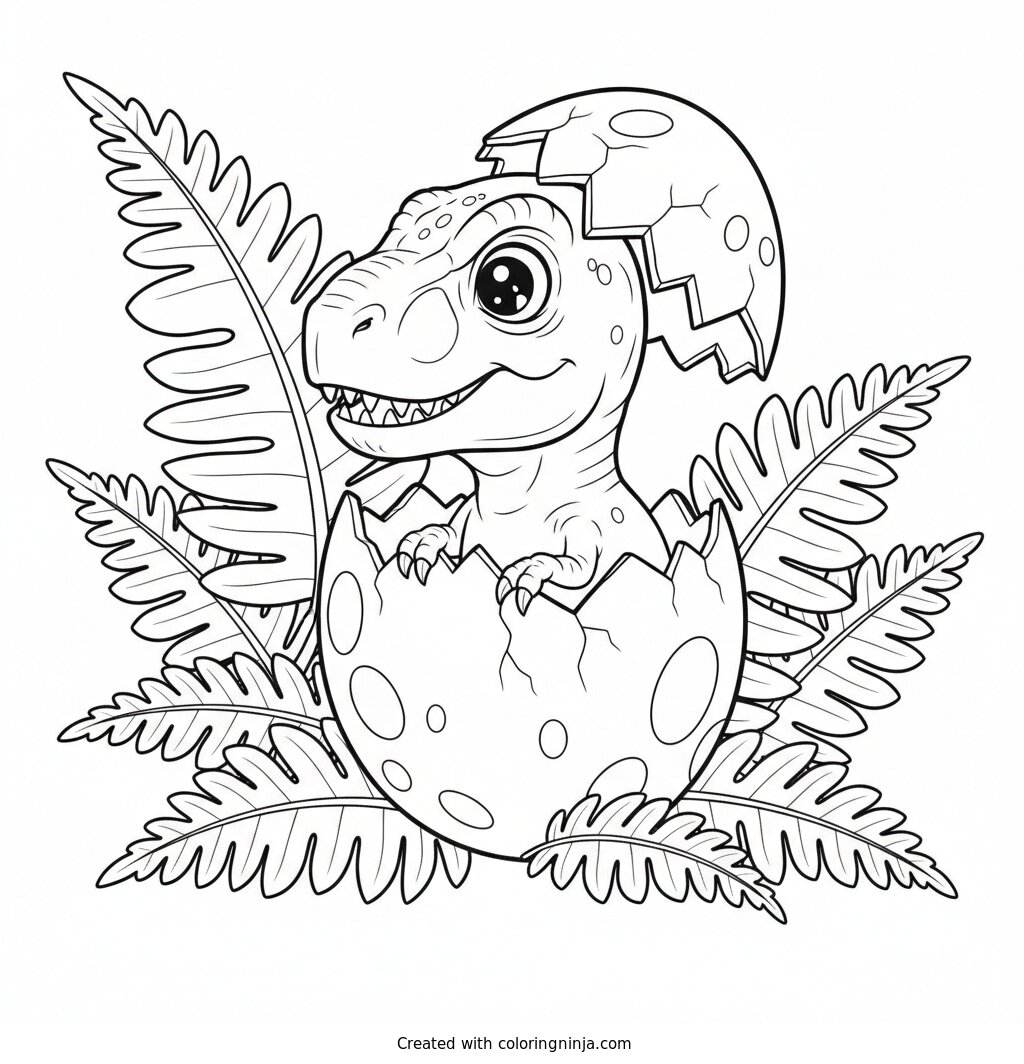 Baby Dinosaur Hatching From Egg Coloring Page