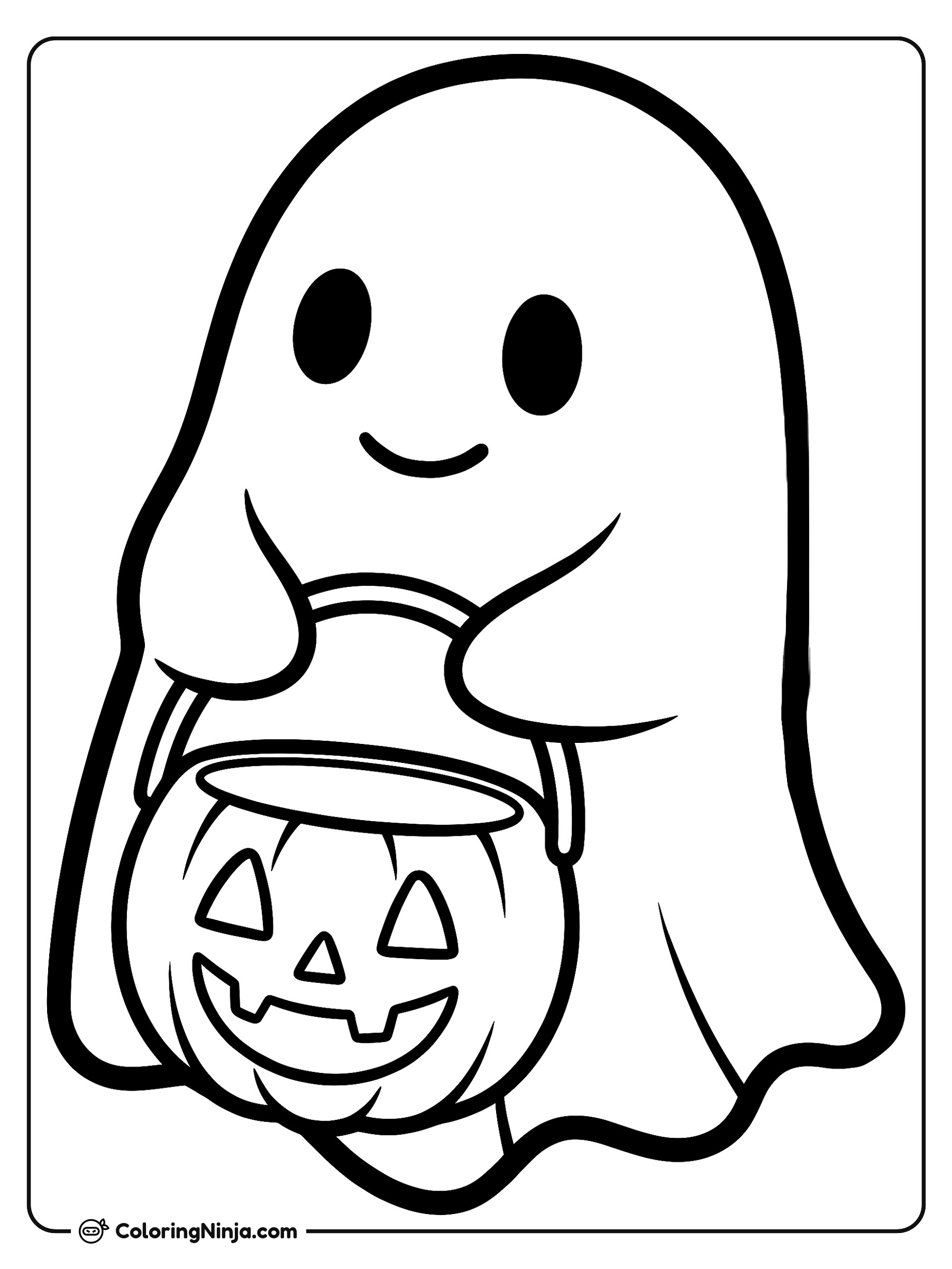 Fantasmita amigable pidiendo dulces: dibujo para colorear