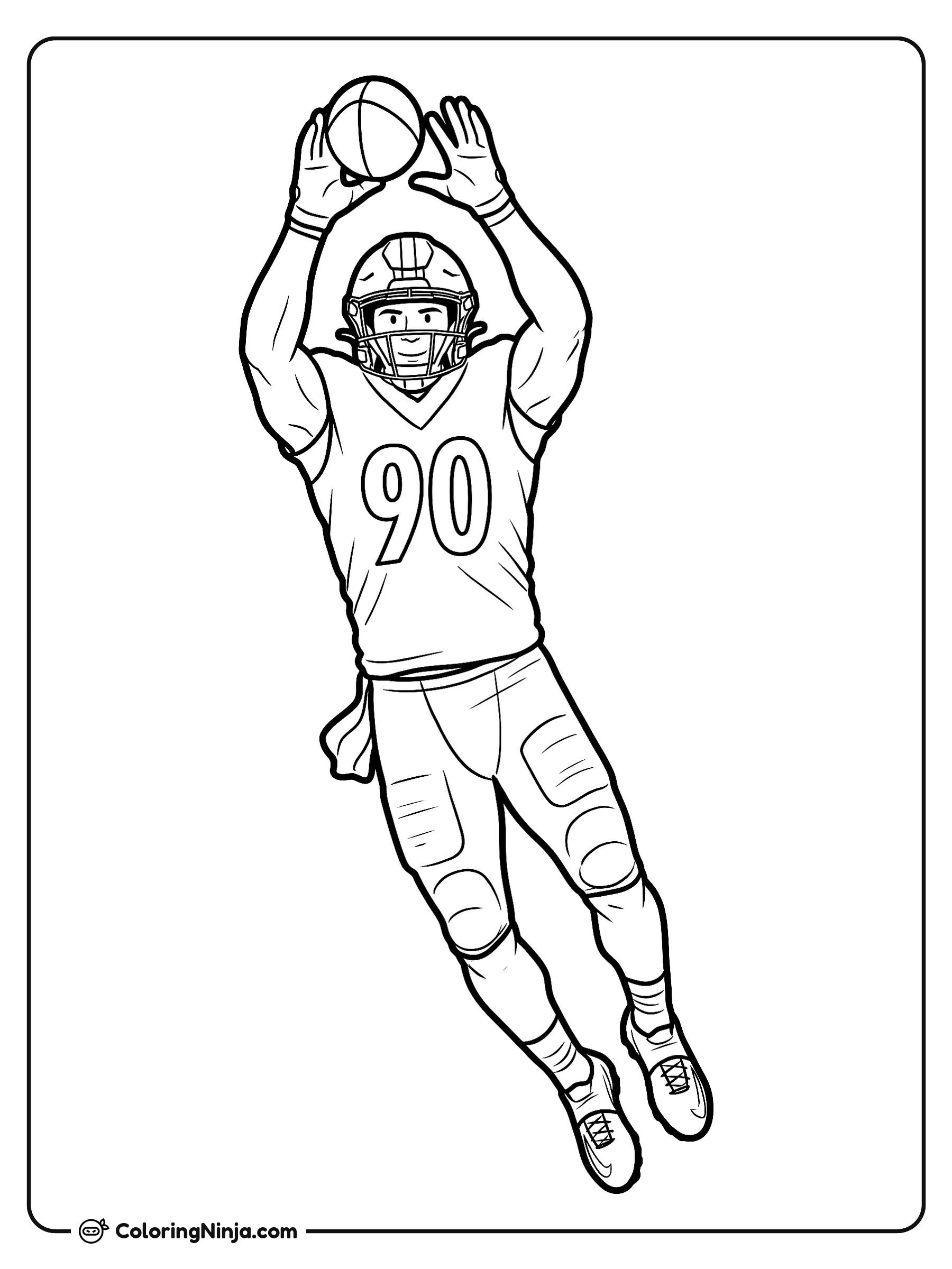Salto de T.J. Watt Bloqueando un Pase: dibujo para colorear
