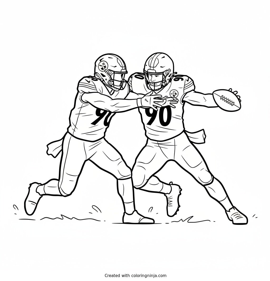 T.J. Watt Strip Sack Action Coloring Page