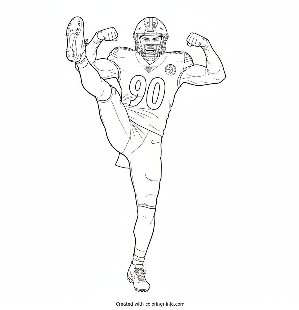 T.J. Watt Flex Celebration Pose Coloring Page