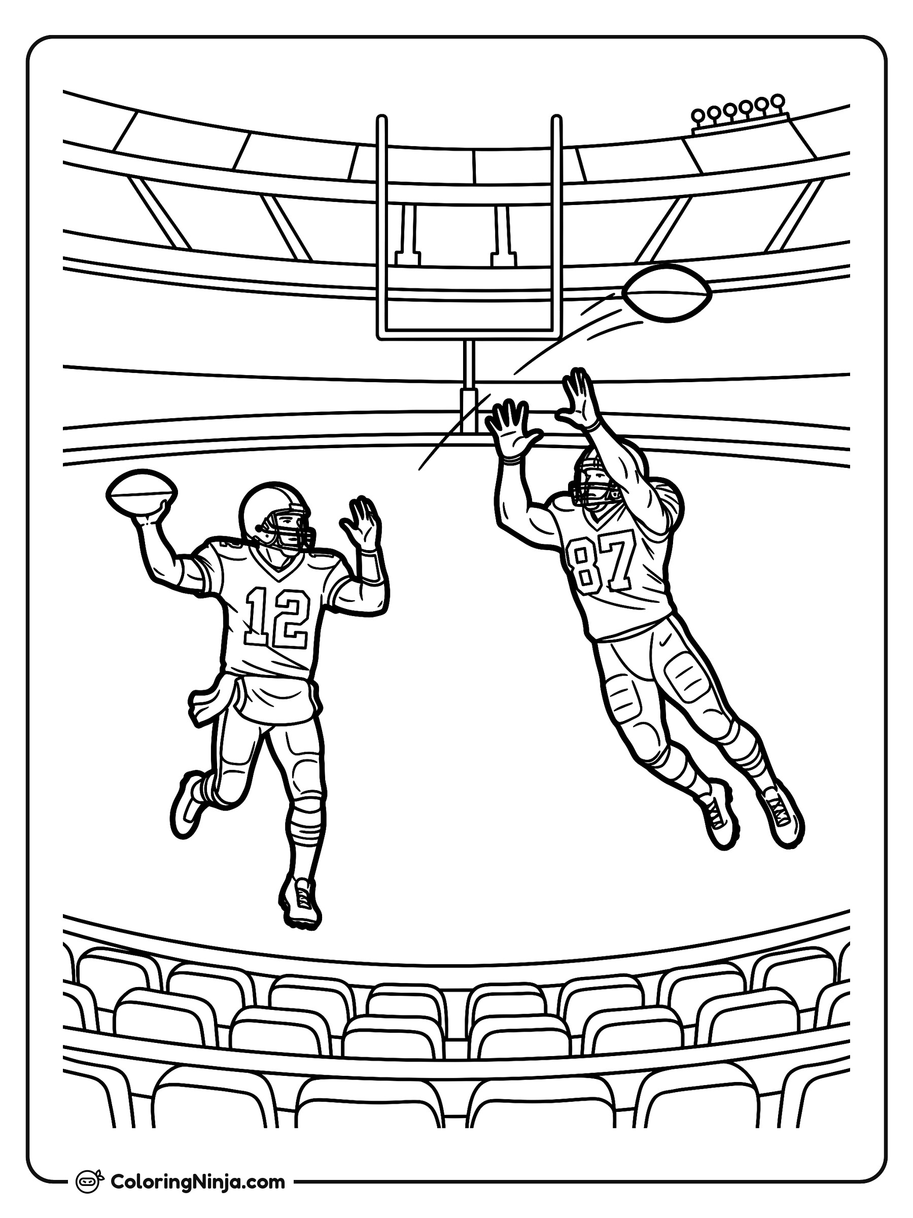 Tom Brady Lanzando un Pase a Gronk: dibujo para colorear