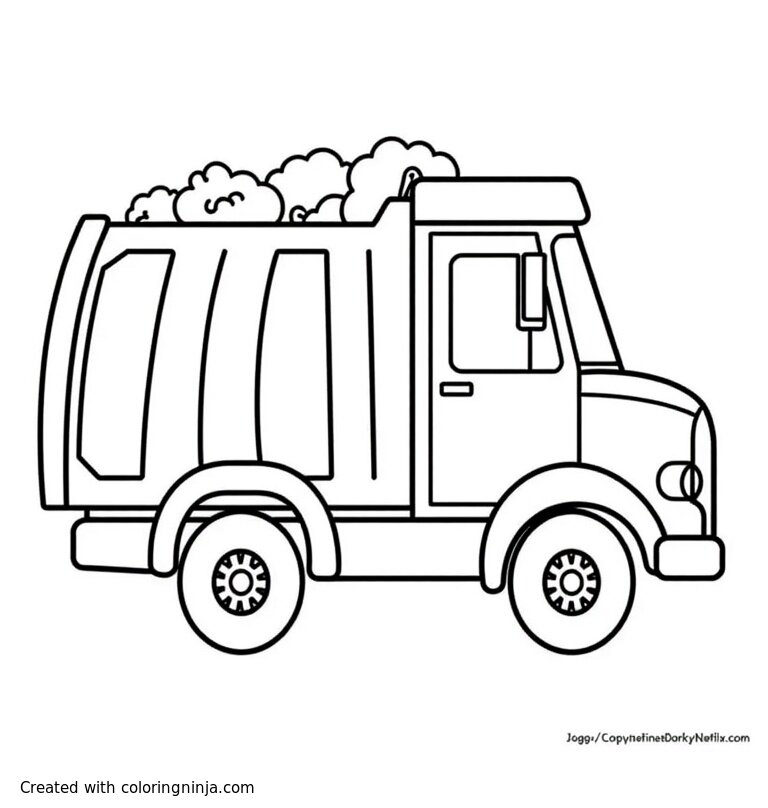 A coloring page of Trash truck show from Netflix 