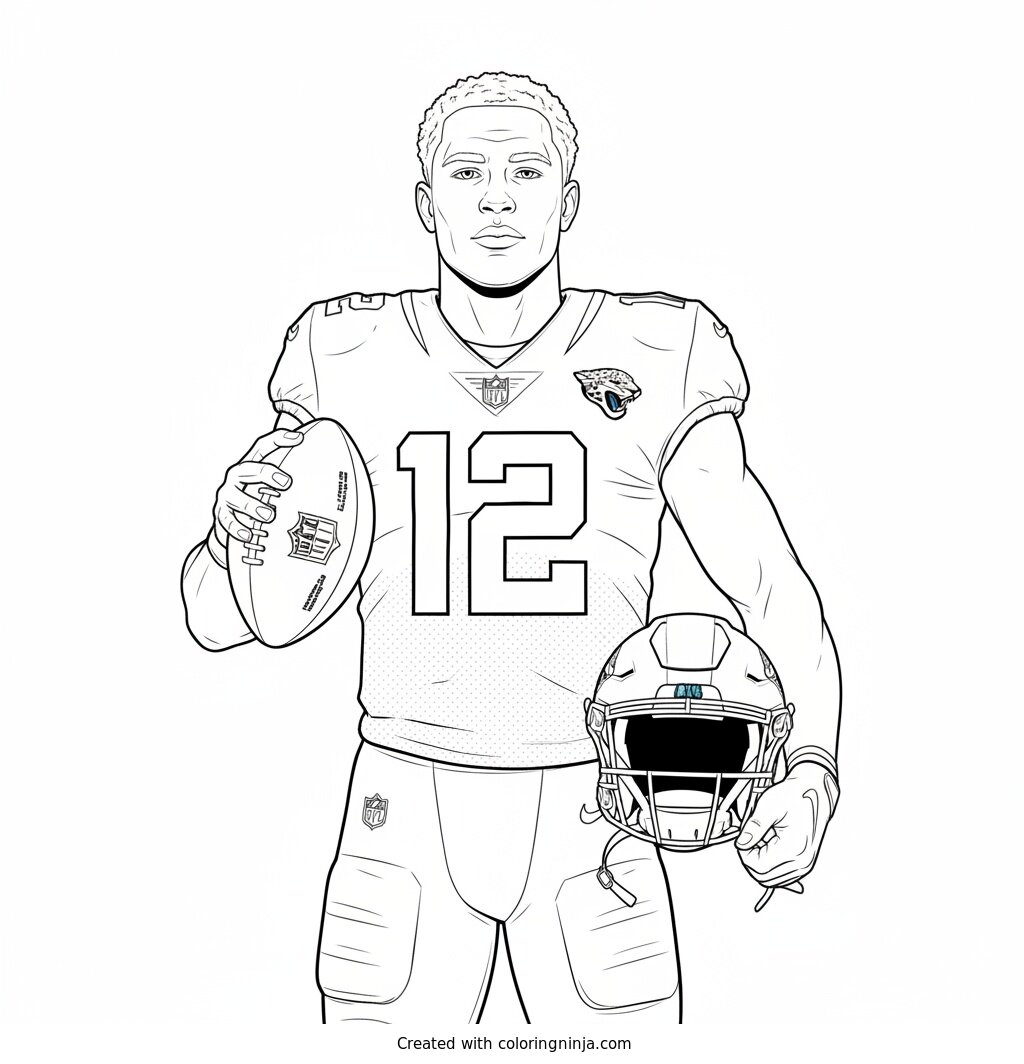 Travis Hunter Heroic Player Portrait Coloring Page