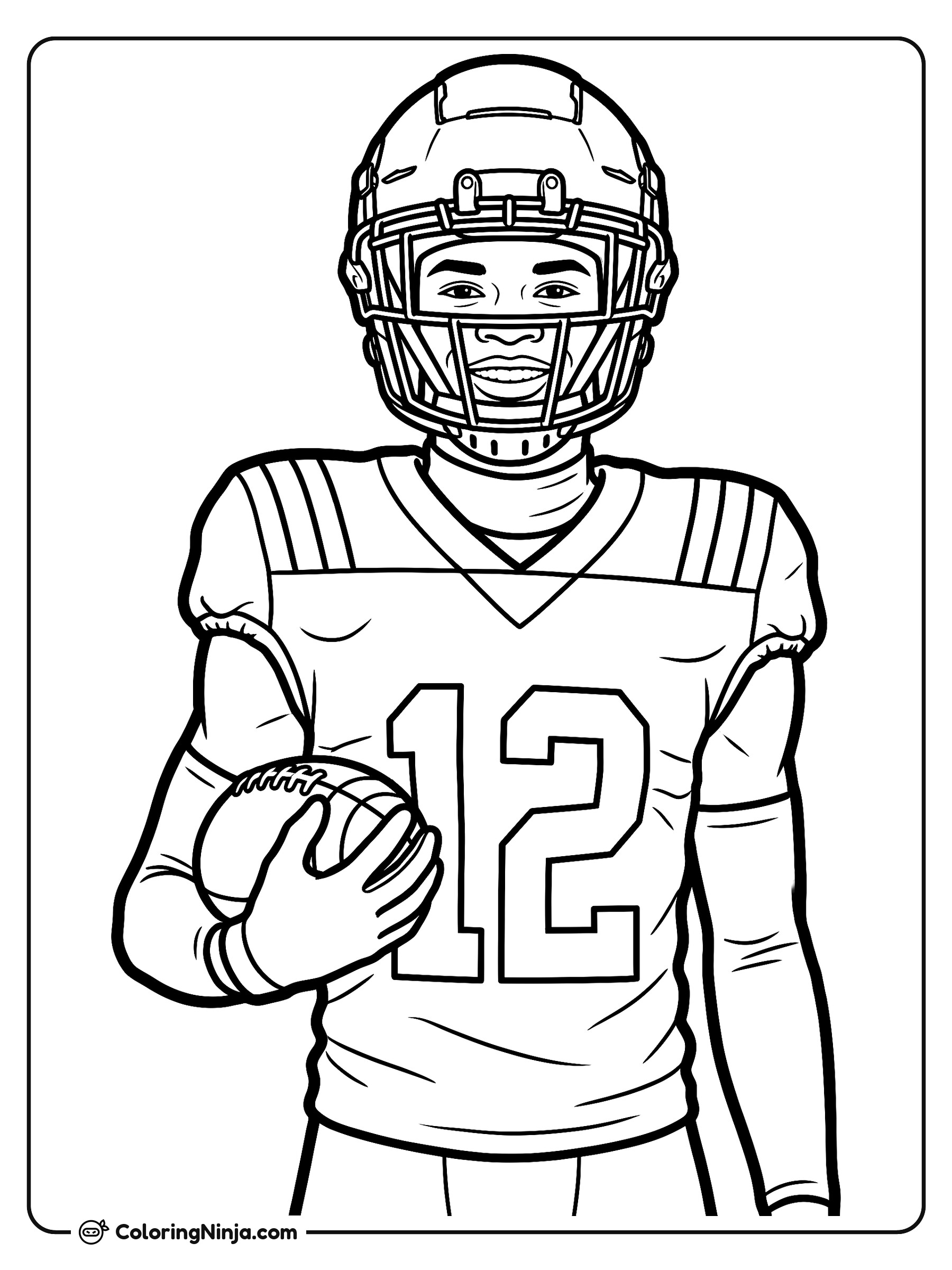 Travis Hunter Holding Football Coloring Page