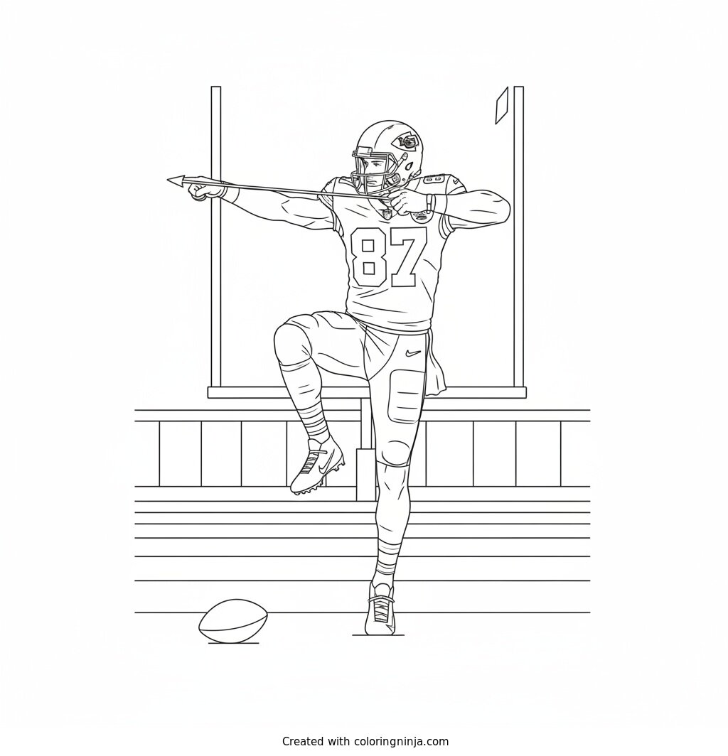 Travis Kelce Archer Dance Coloring Page