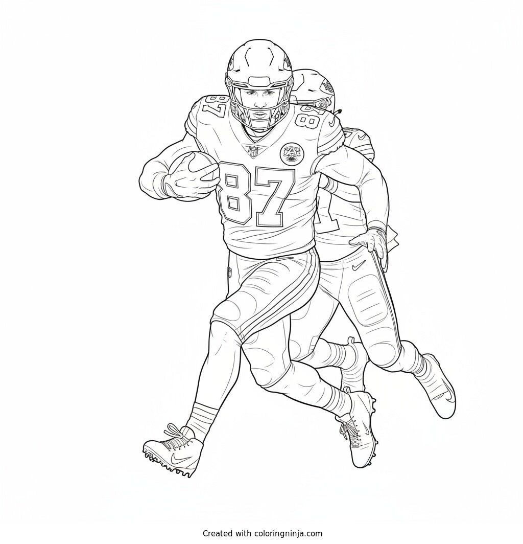 Travis Kelce Power Run Coloring Page
