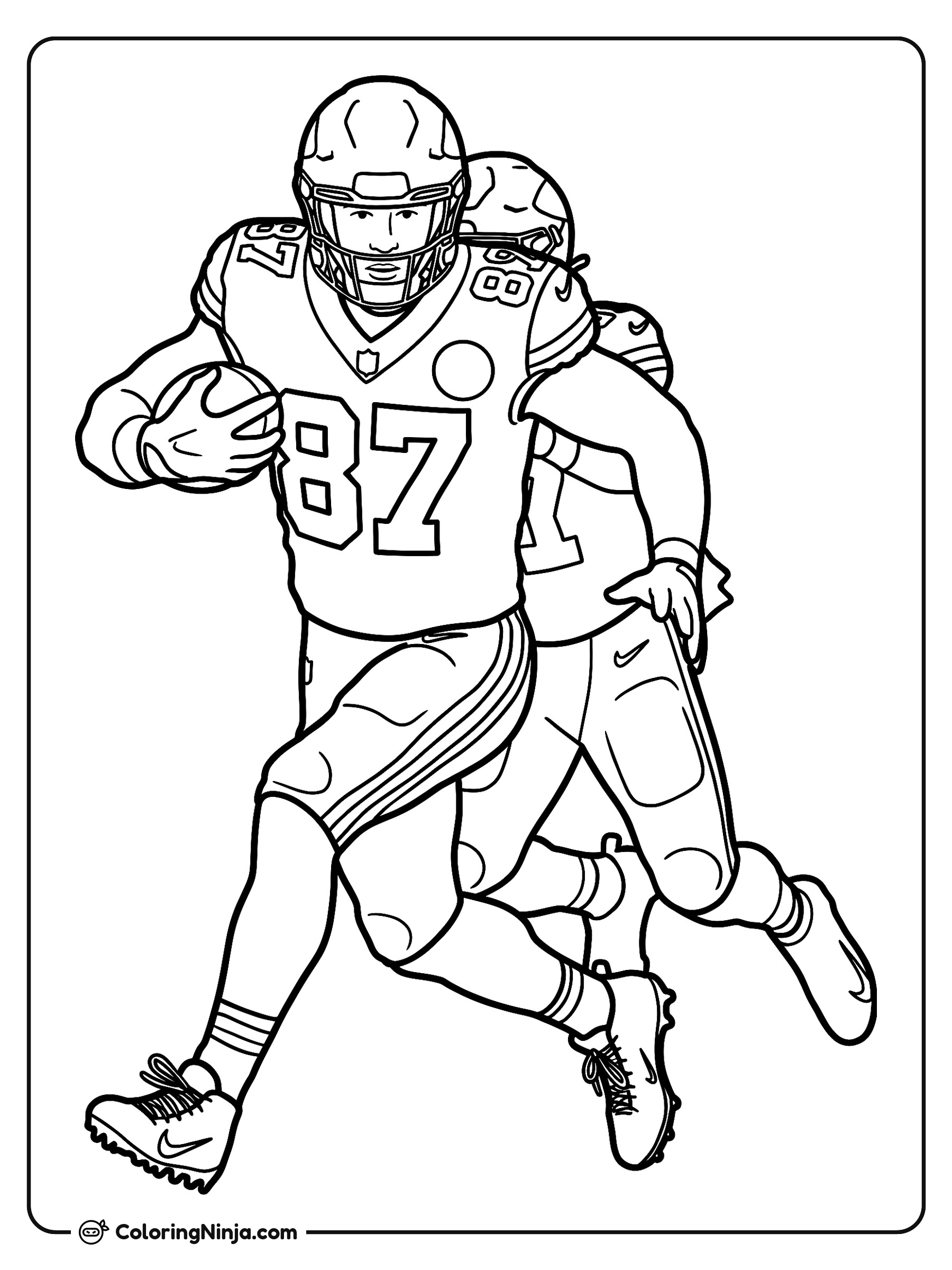Carrera potente de Travis Kelce: dibujo para colorear
