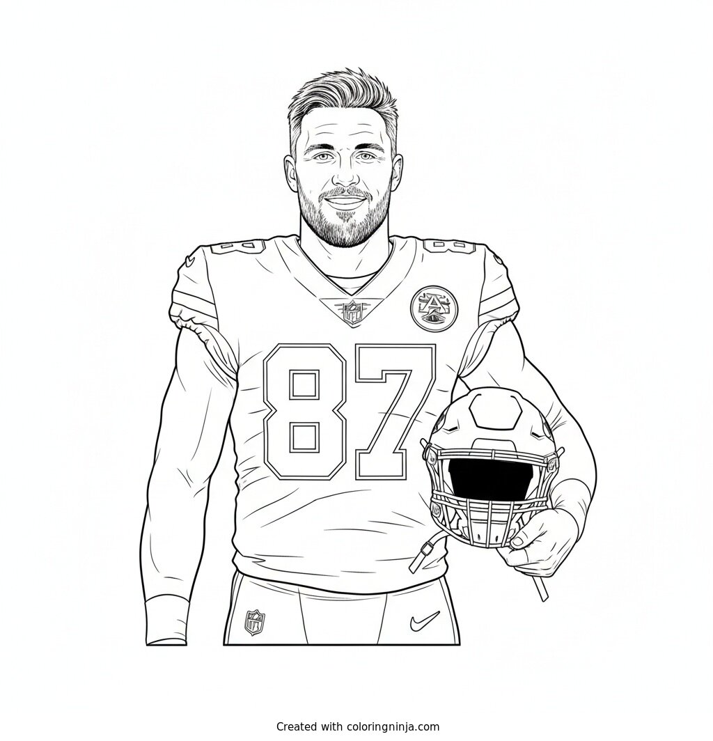 Travis Kelce Sideline Portrait Coloring Page