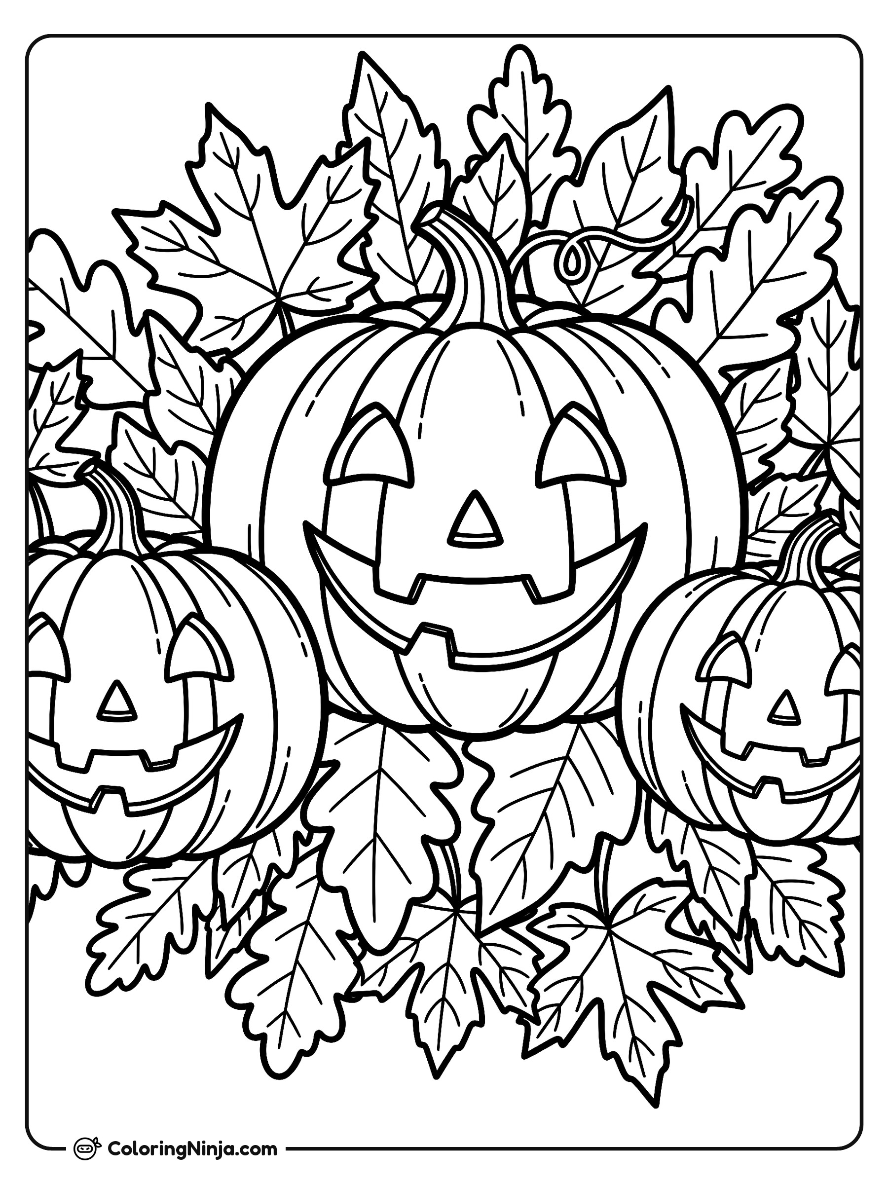 Tres Calabazas Sonrientes De Halloween: dibujo para colorear