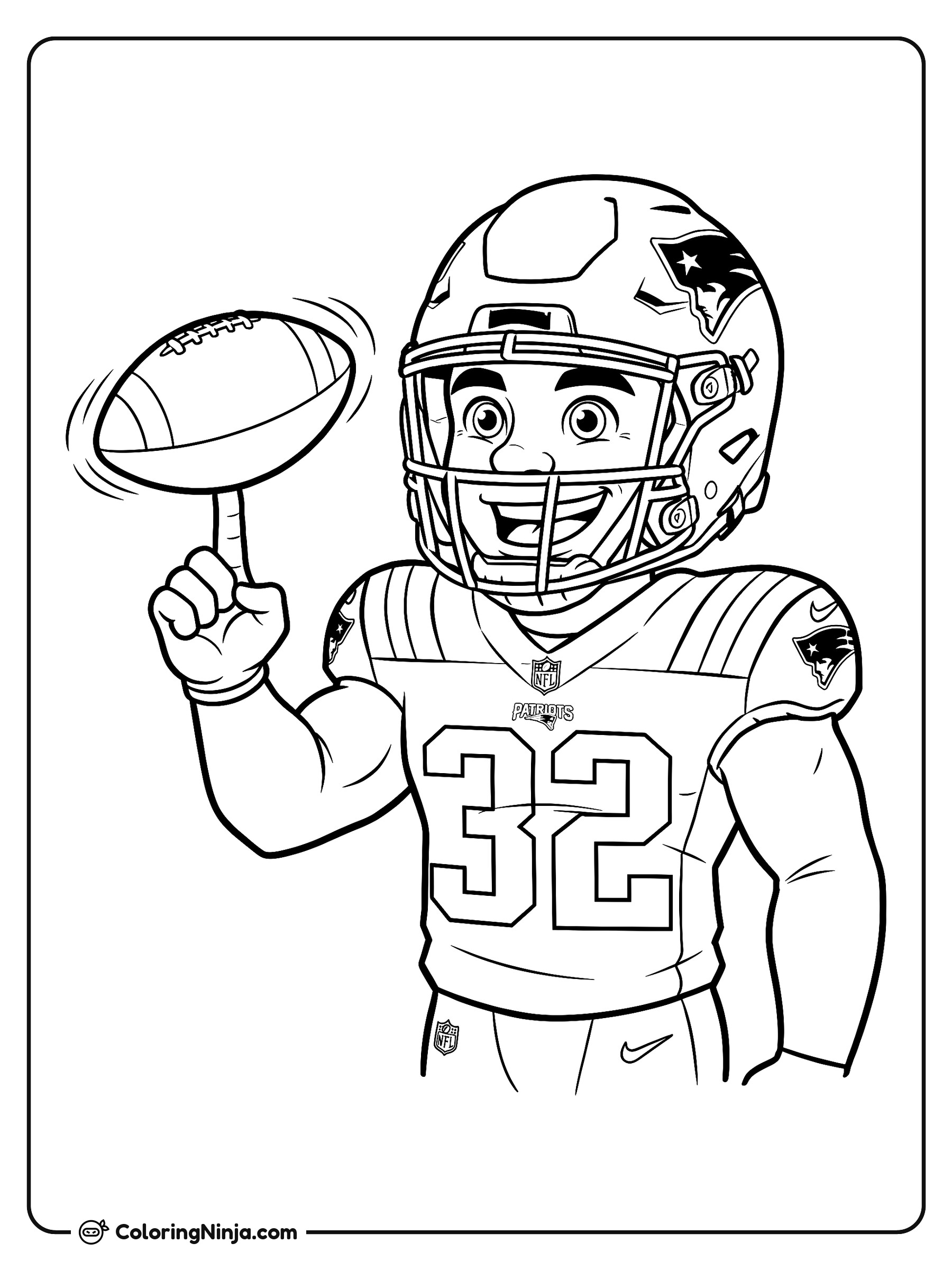 TreVeyon Henderson Girando el Balón: dibujo para colorear