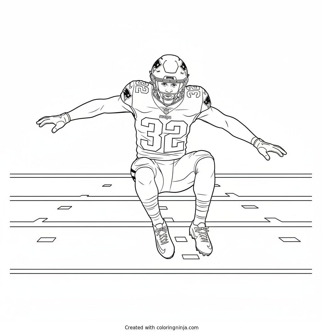 TreVeyon Henderson Hurdling Defense Coloring Page