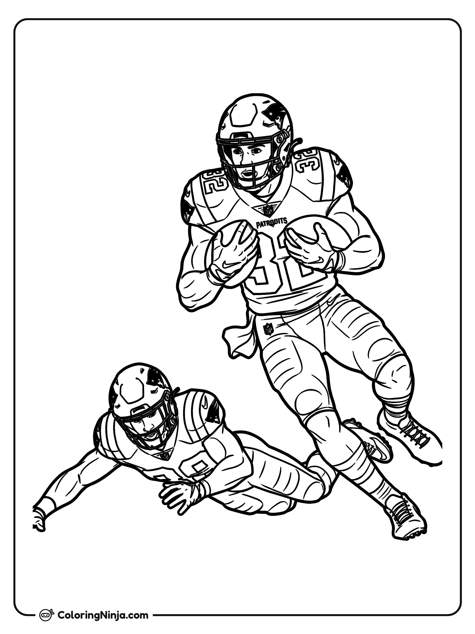 TreVeyon Henderson escapando del tacleo: dibujo para colorear