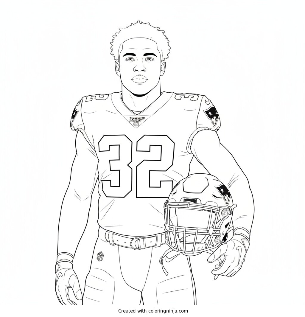 TreVeyon Henderson Helmet Portrait Coloring Page