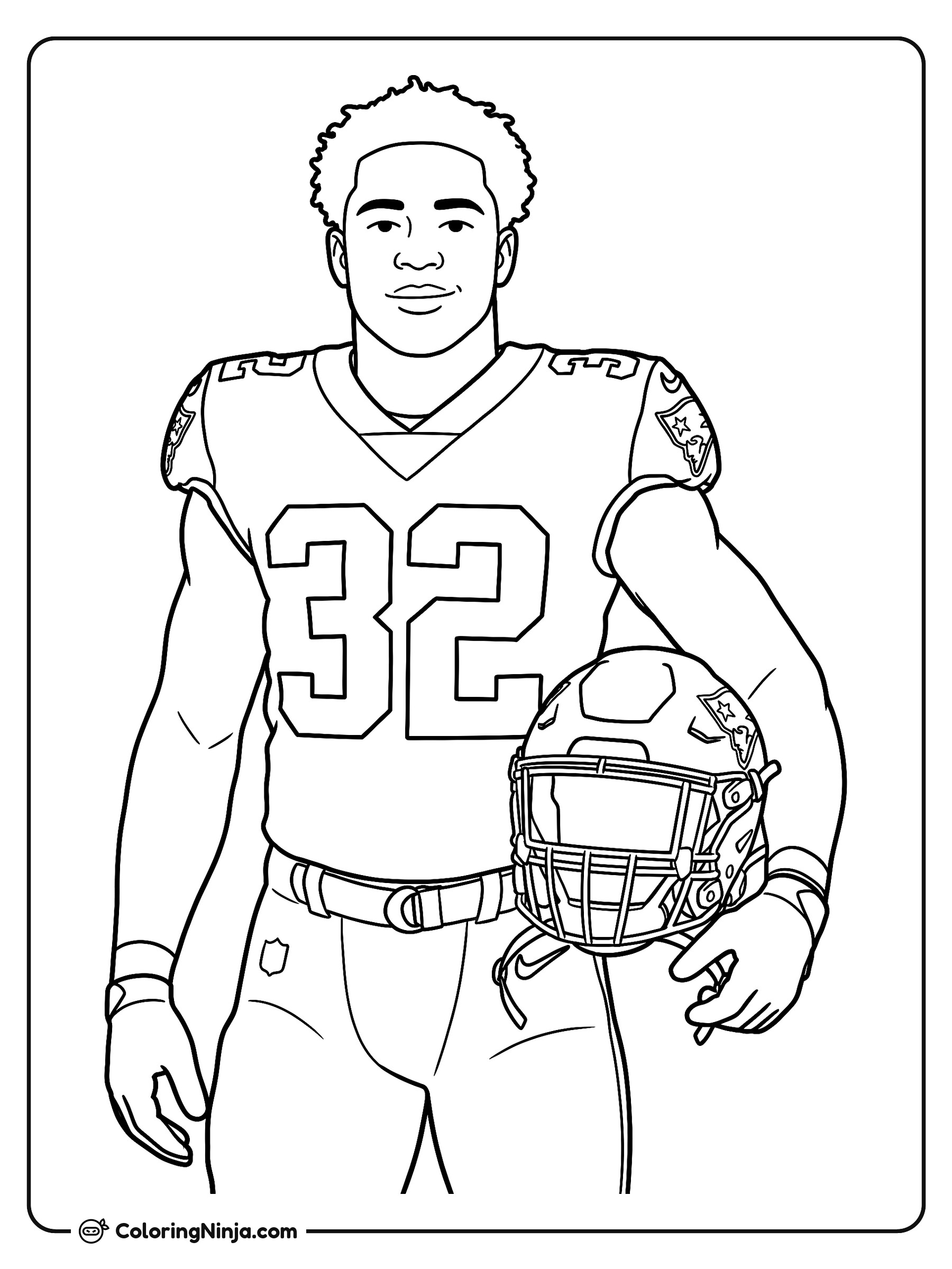 Retrato de TreVeyon Henderson con Casco: dibujo para colorear