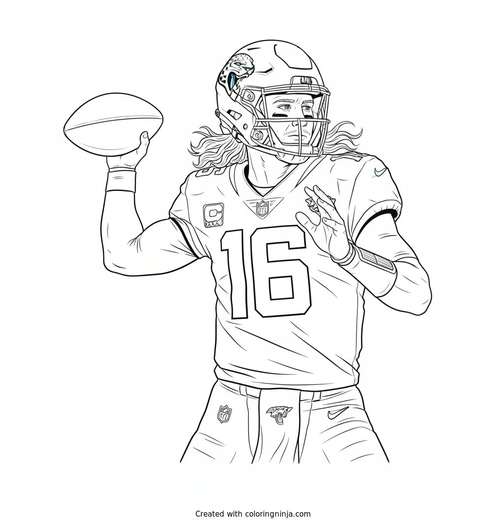 Trevor Lawrence Throwing Deep Coloring Page