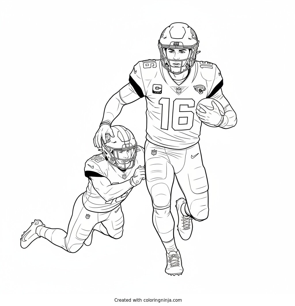 Trevor Lawrence Scrambling Away Coloring Page