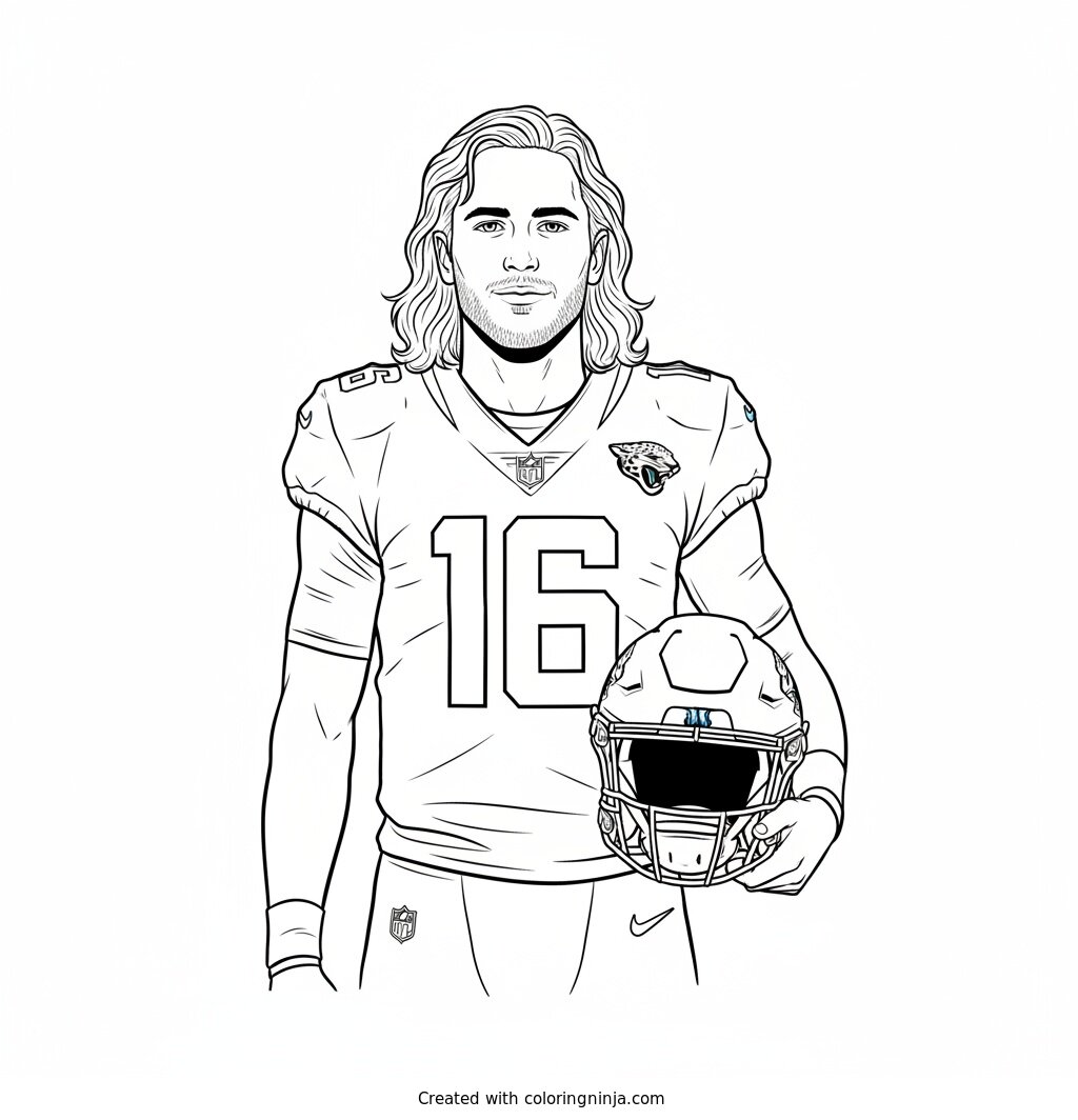 Trevor Lawrence Cartoon Portrait Coloring Page