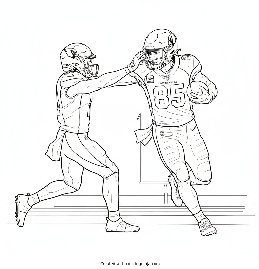 Trey McBride Running Past Defender Coloring Page
