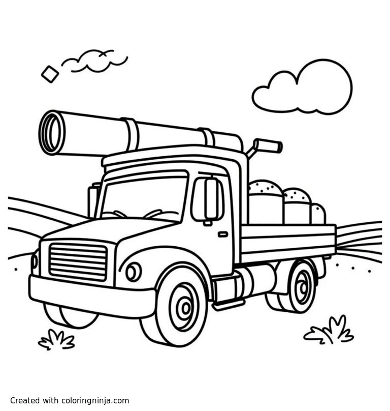 A coloring page of A Truck Converted Into A Mobile Observatory With A Telescope