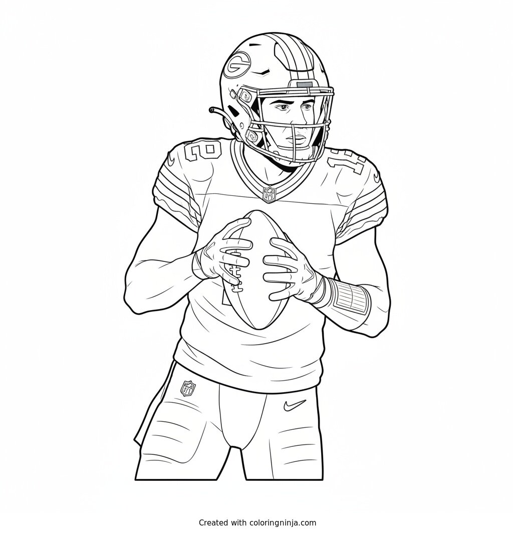Coloring page of tucker Kraft green Bay packers