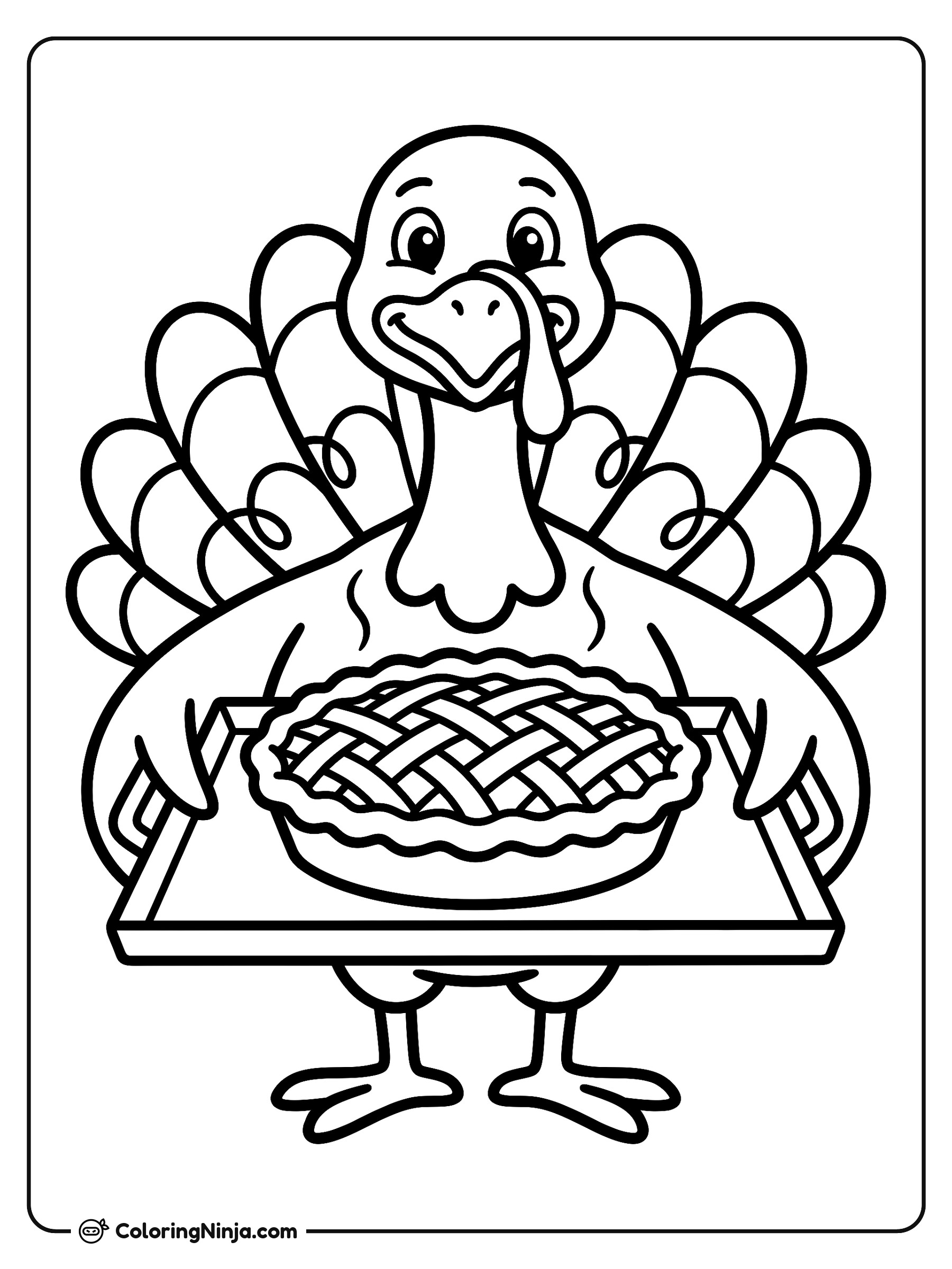 Proud Turkey and Fresh Pie Coloring Page