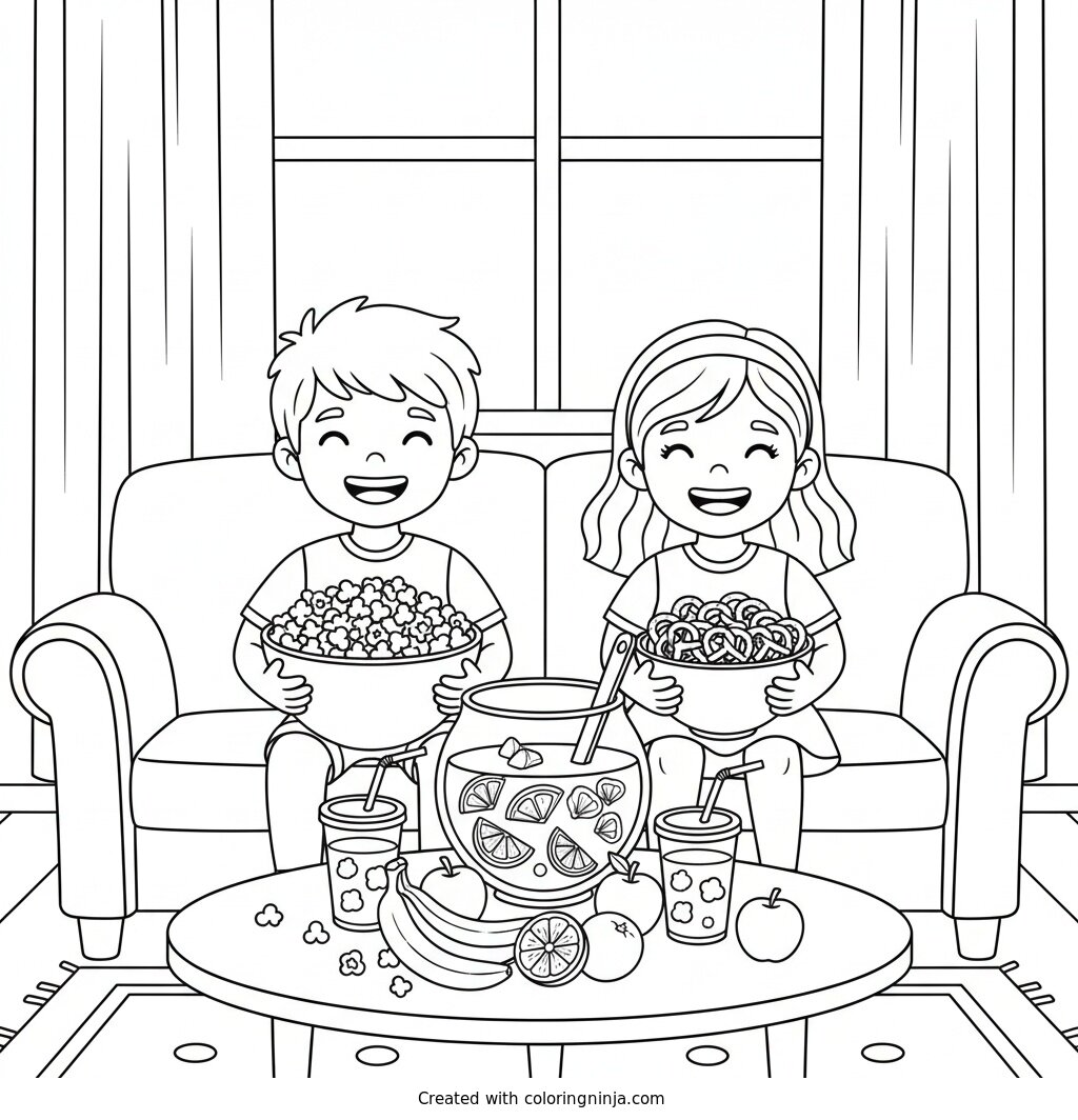 Game Day Snack Party Coloring Page