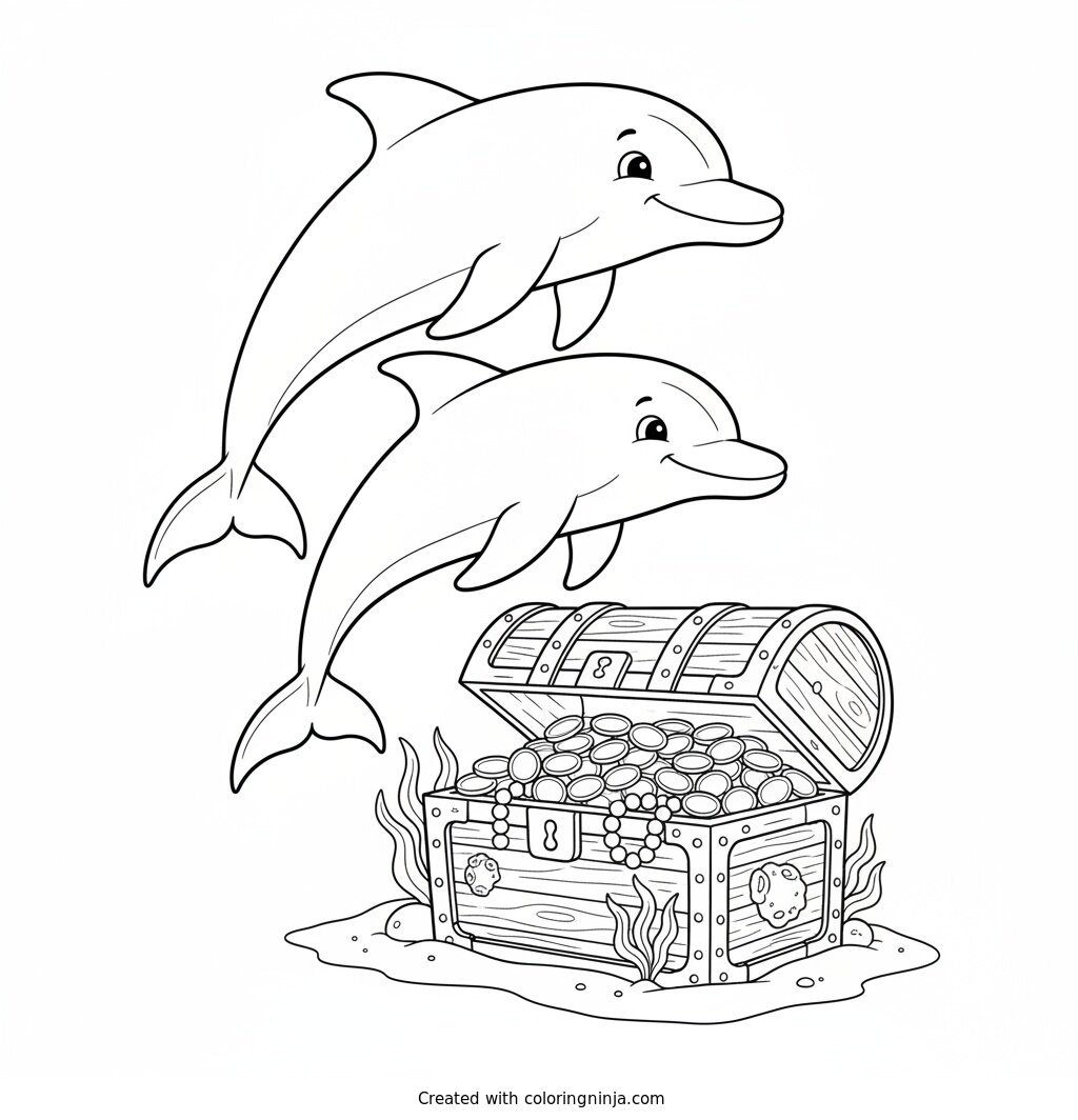 Underwater Treasure Hunters Coloring Page