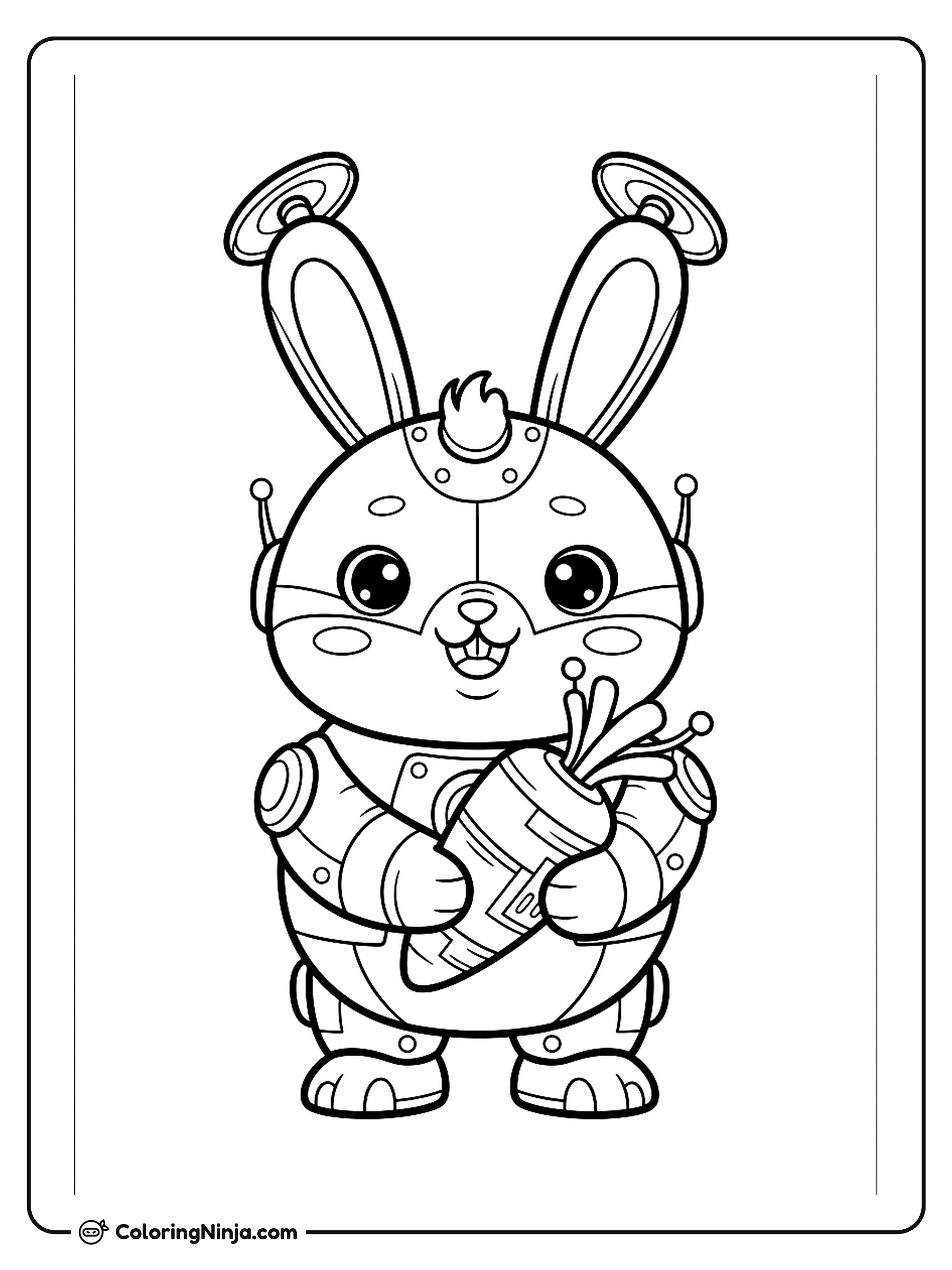 Cute Kawaii Robot Bunny Coloring Page