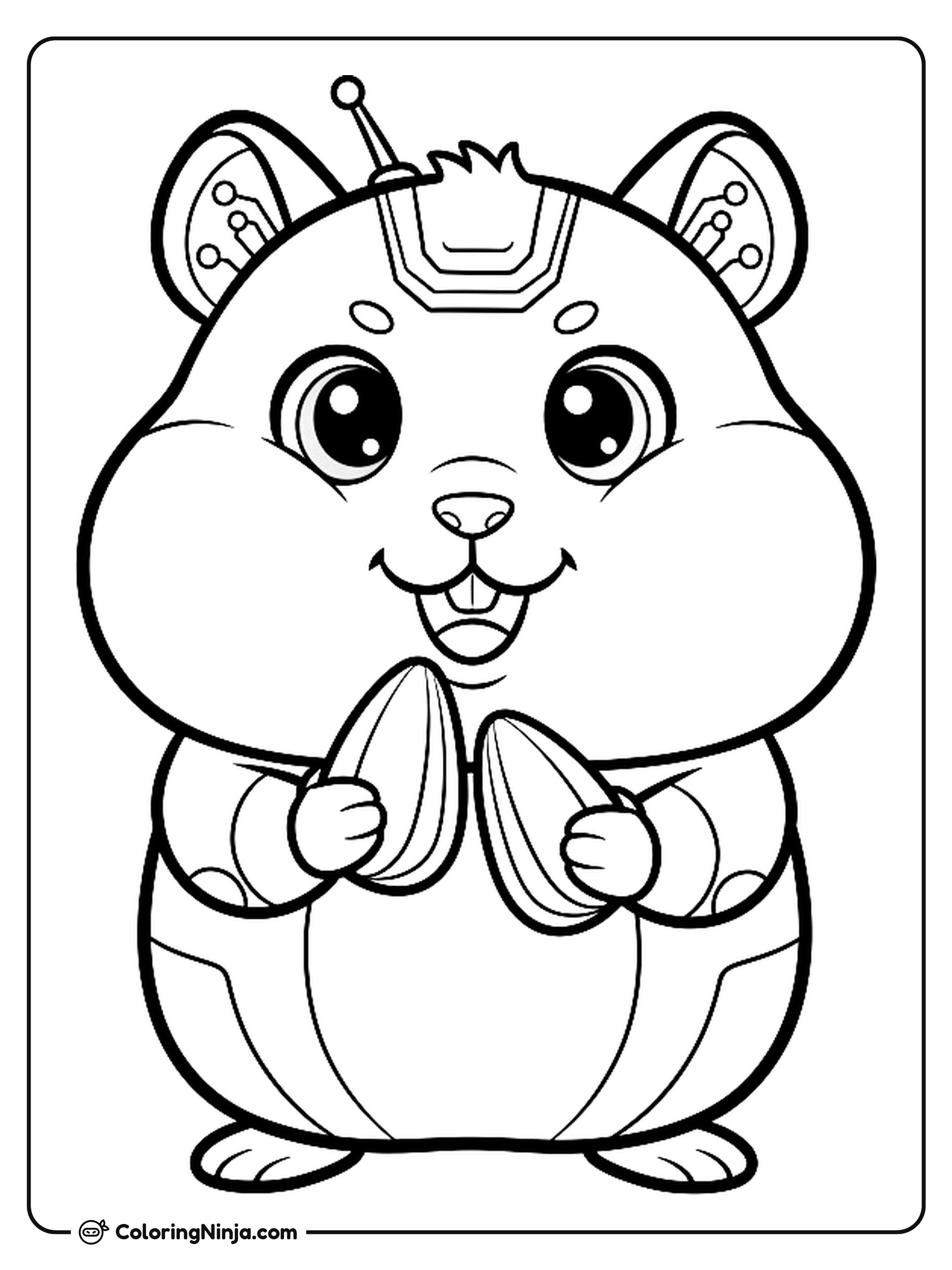 Adorable Hámster Robot Kawaii: dibujo para colorear