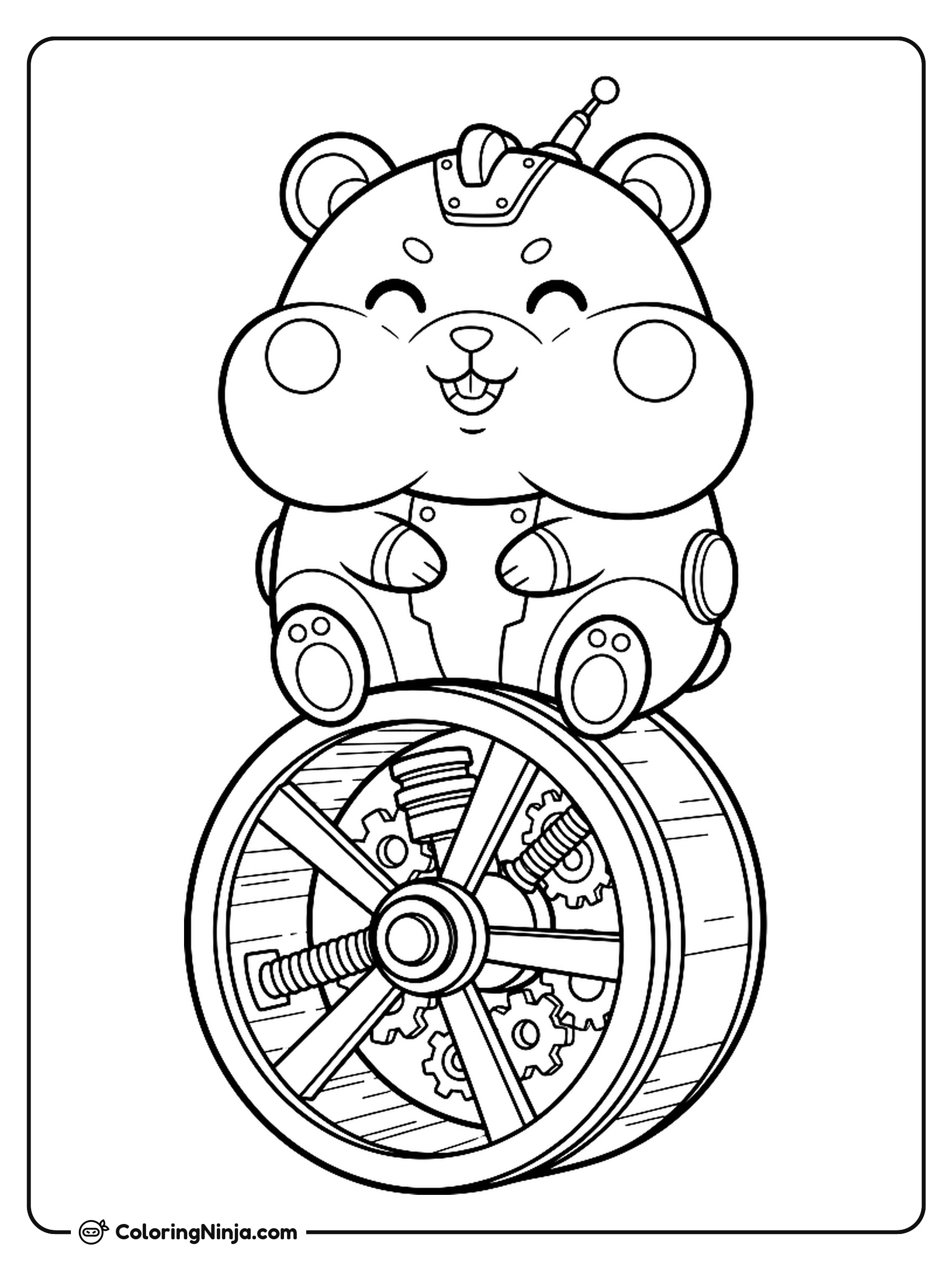 Hámster Robot Kawaii: dibujo para colorear