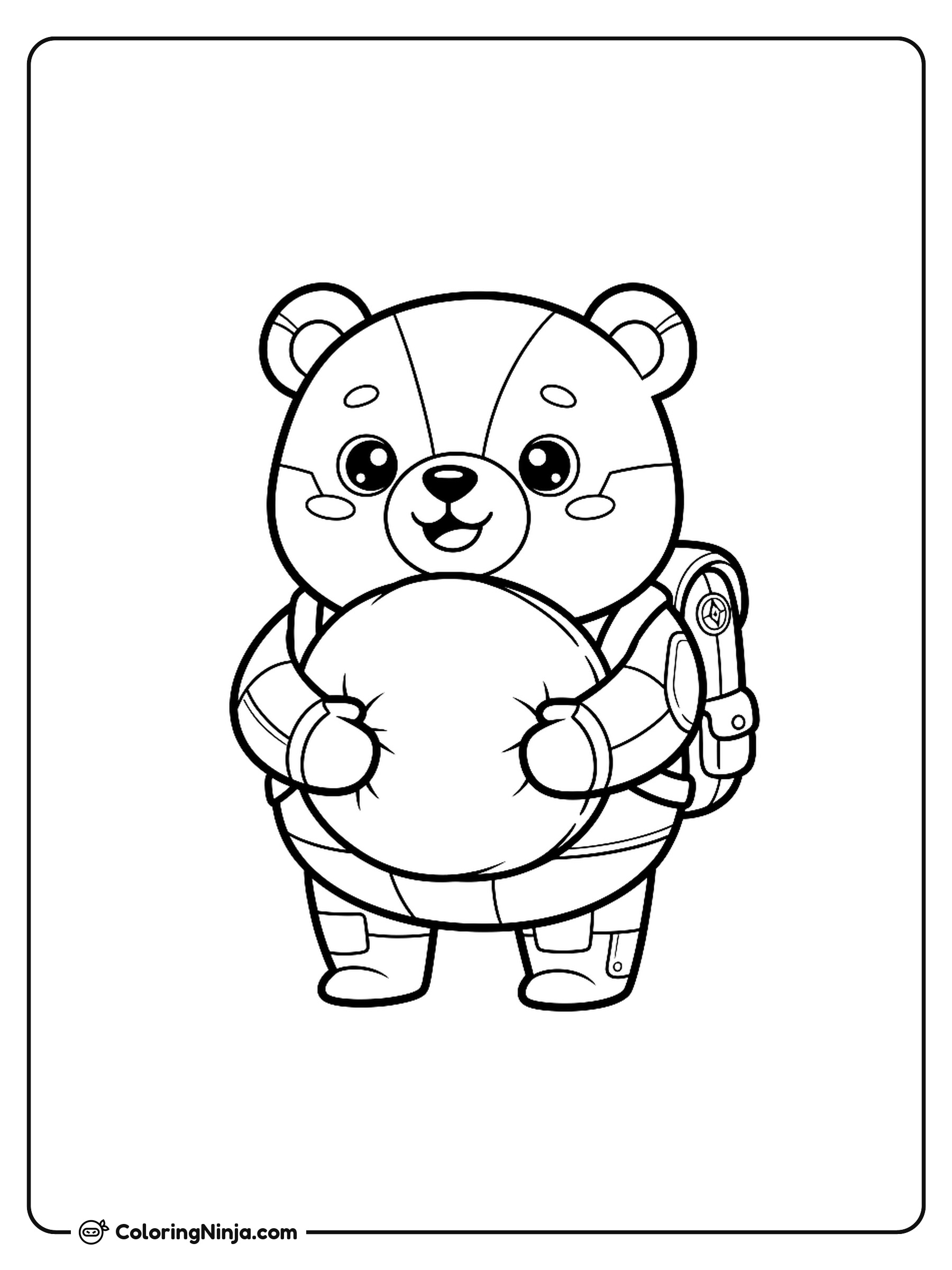Cute Kawaii Robot Bear Coloring Page
