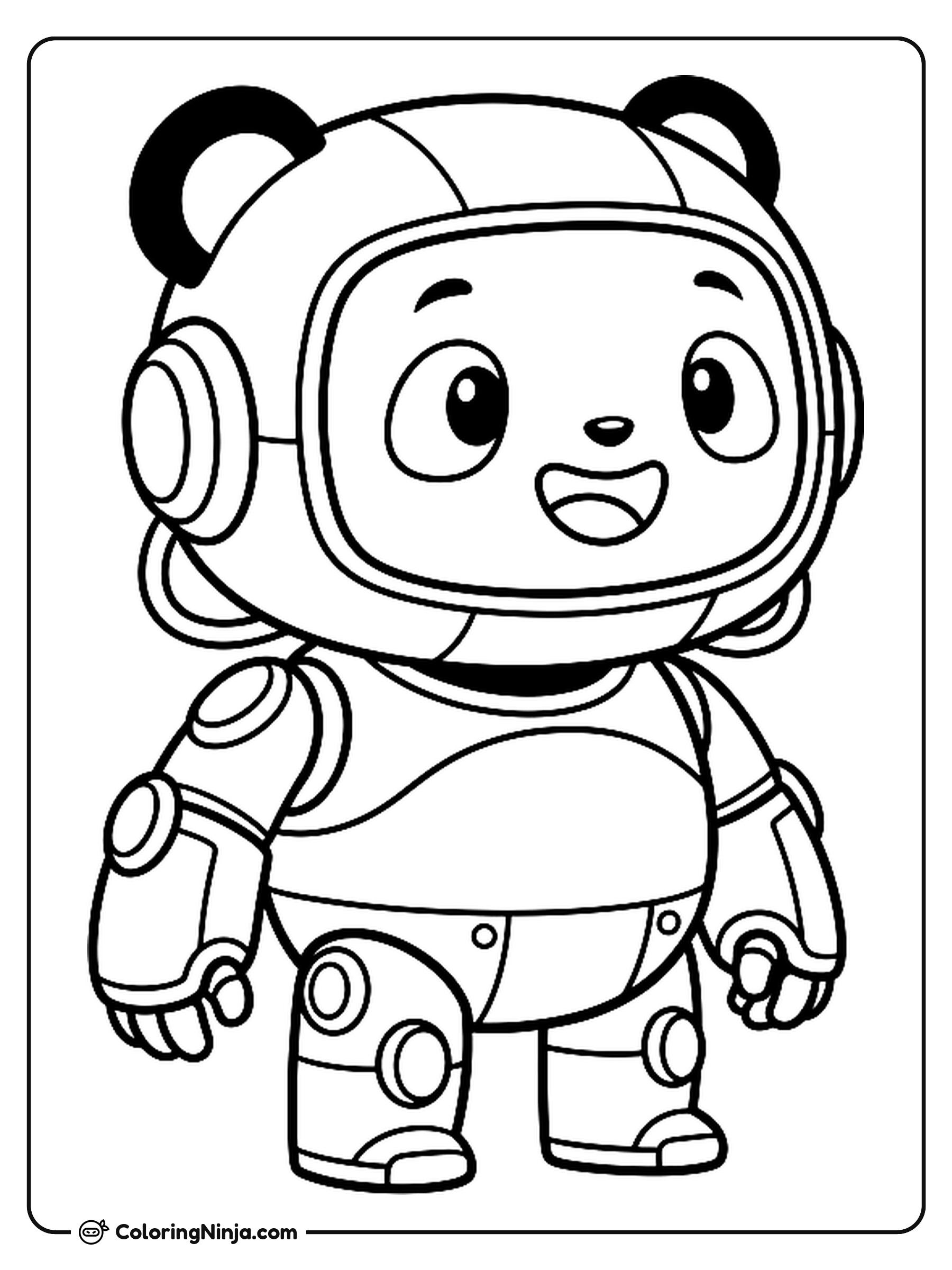 Adorable Kawaii Robot Panda Coloring Page