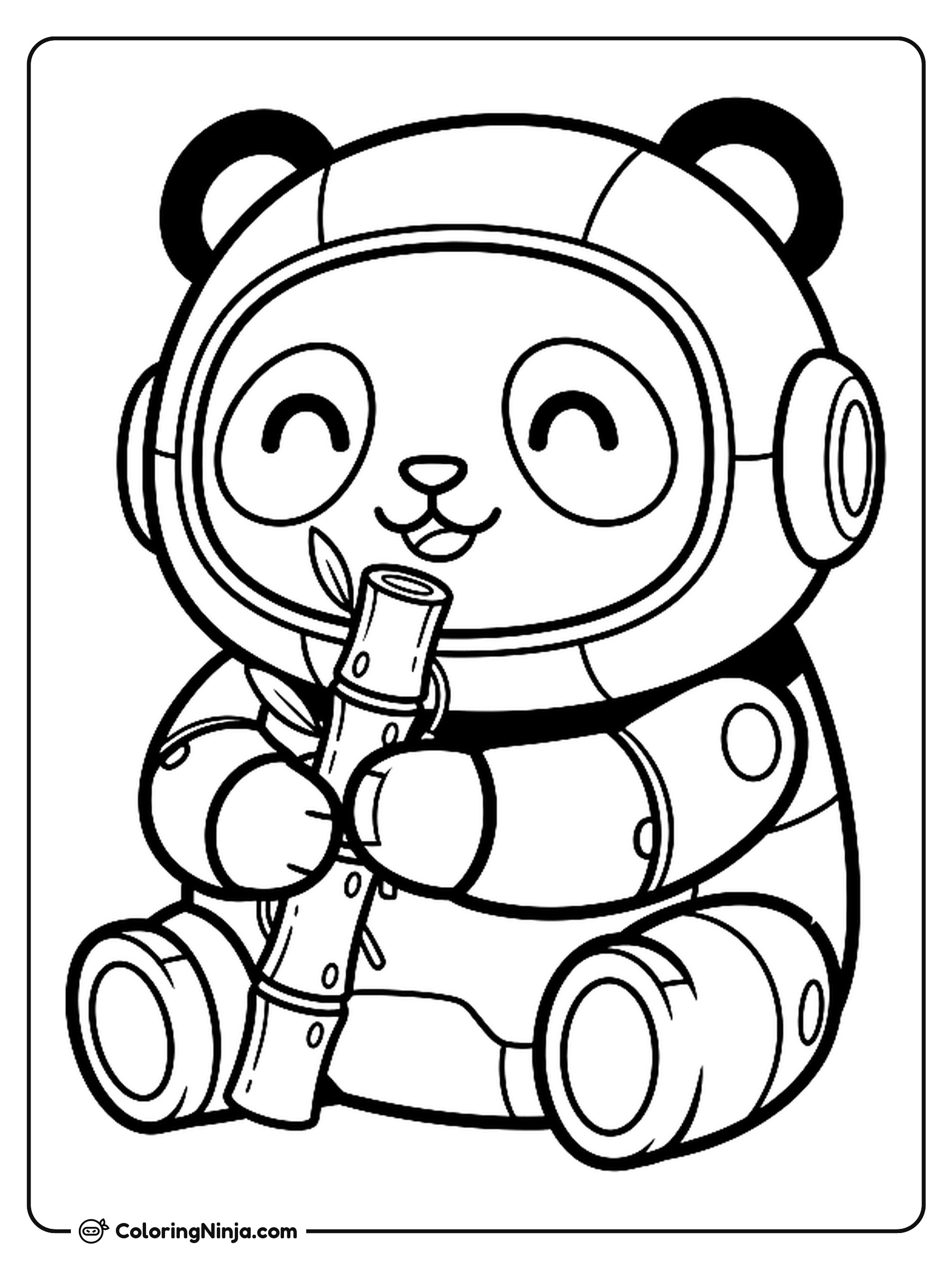 Cute Kawaii Panda Robot Coloring Page