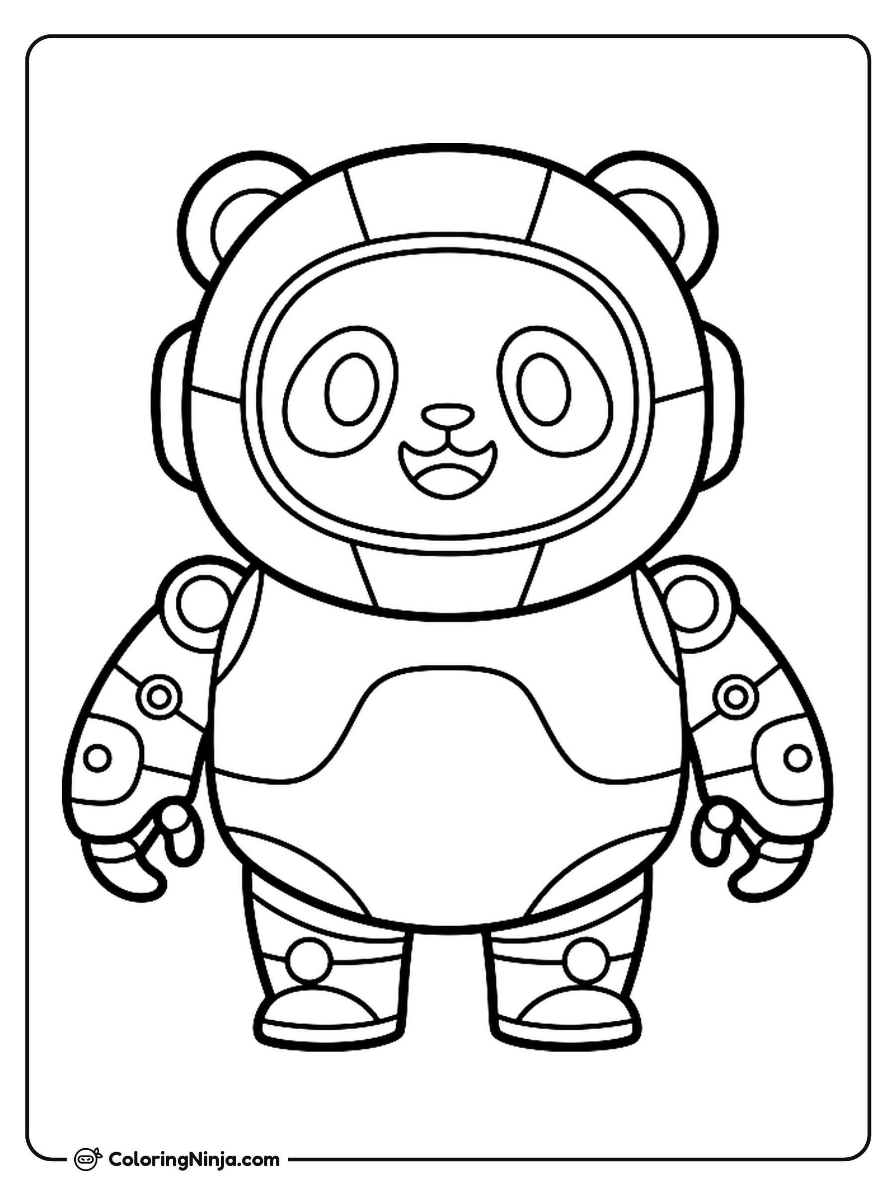 Cute Kawaii Robot Panda Coloring Page