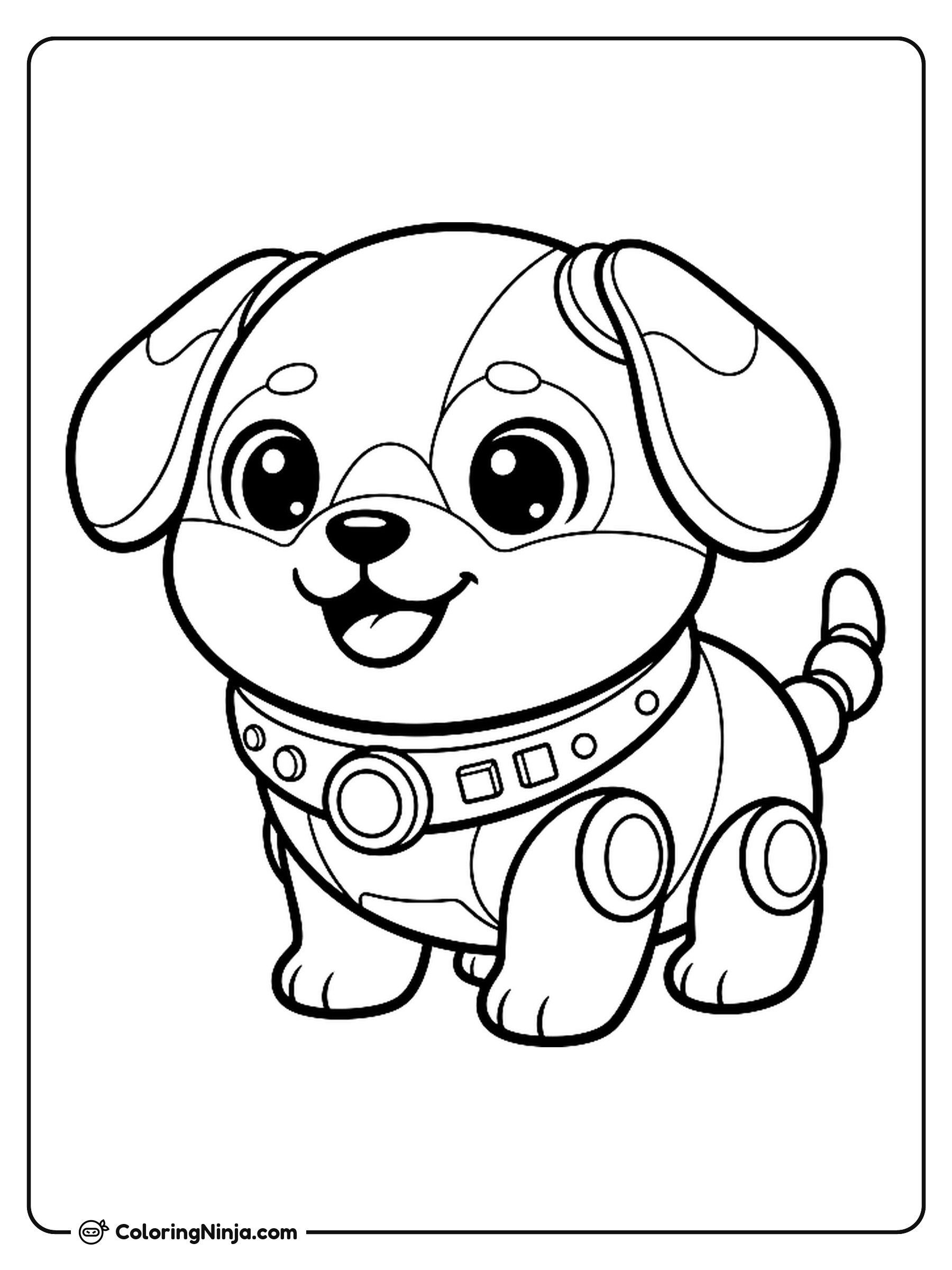 Cute Kawaii Robot Dog Coloring Page